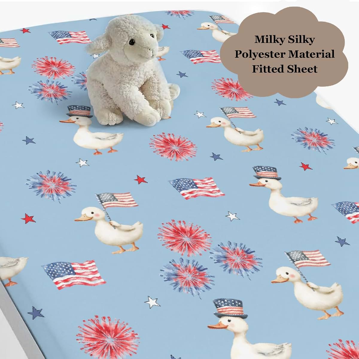Wicbfdfv Cute American Independence Day Ducks Baby Crib Sheet (photo 3)