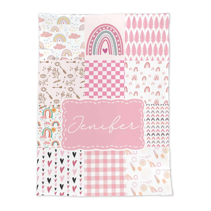 Voz Personalized Baby Blankets with Name, Customized Baby Blankets for Kids - Boho Rainbow Baby Blanket, Best Gift for