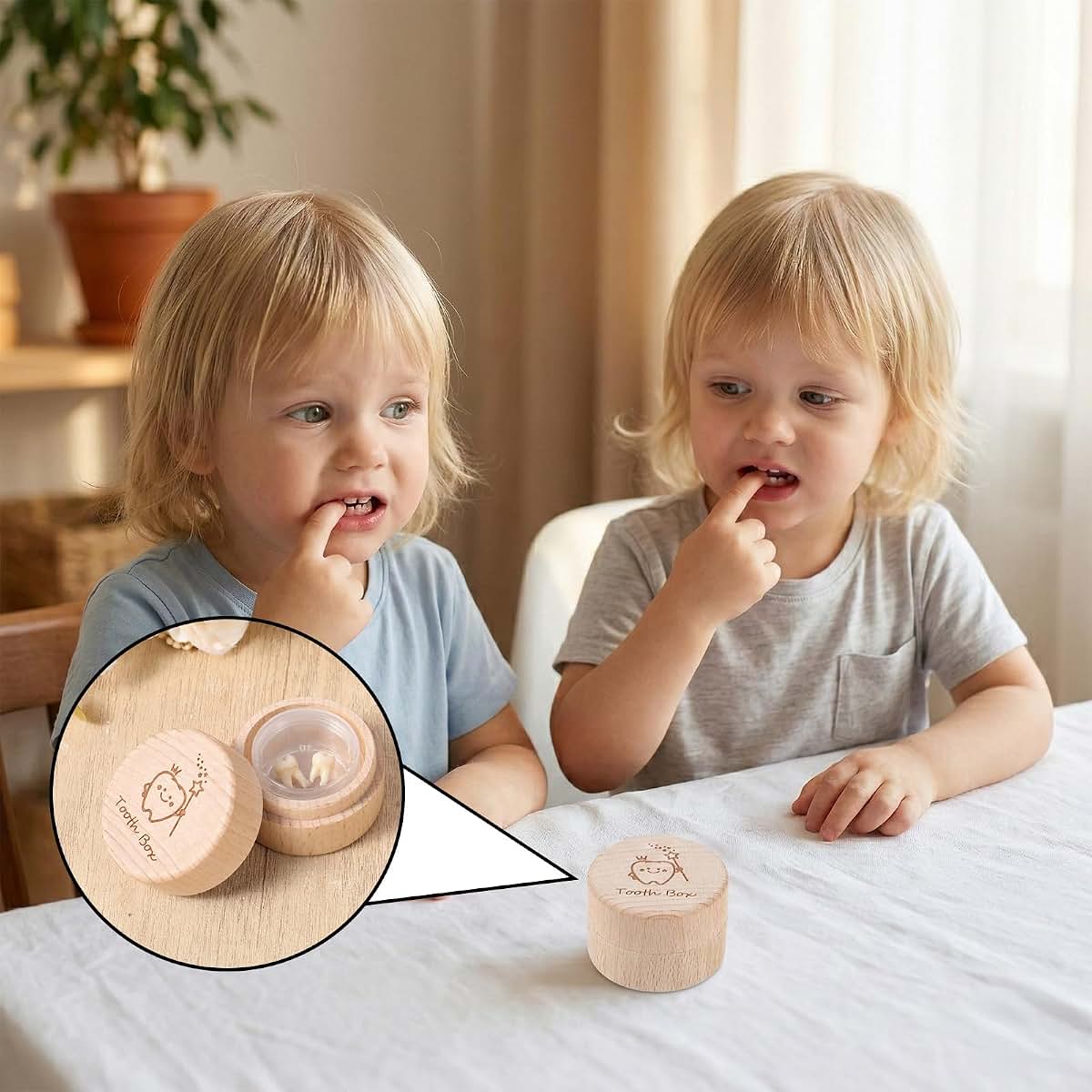 QFGasre Tooth Fairy Box Wooden Keepsake Box With Acrylic Bottle (photo 4)