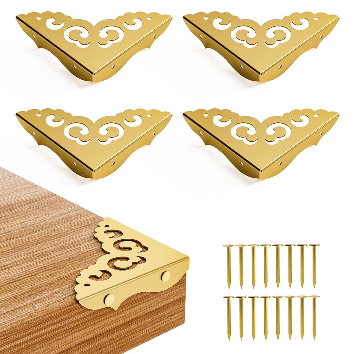Corner Protectors for Furniture: Decorative Brass Guard Bumpers for Cabinets and Desks