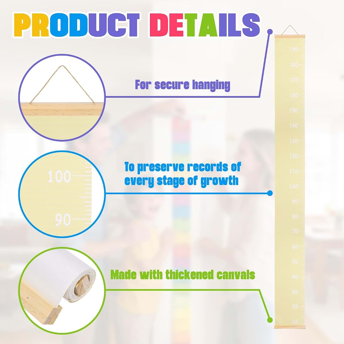 uxcell Growth Chart for Wall Canvas Ruler
