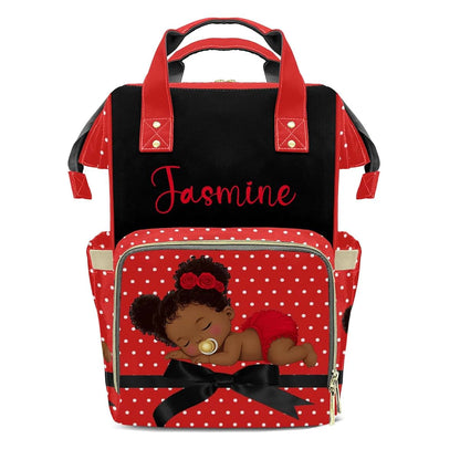 TailorYYCustomZ Polka Dot African Red Girl Mummy Bags Custom with Name Personalized Diaper Bags Backpack Presents for