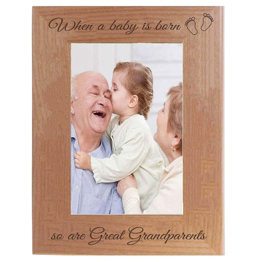 CustomGiftsNow When A Baby Is Born So Are Great Grandparents Laser Engraved Alder Wood Frame