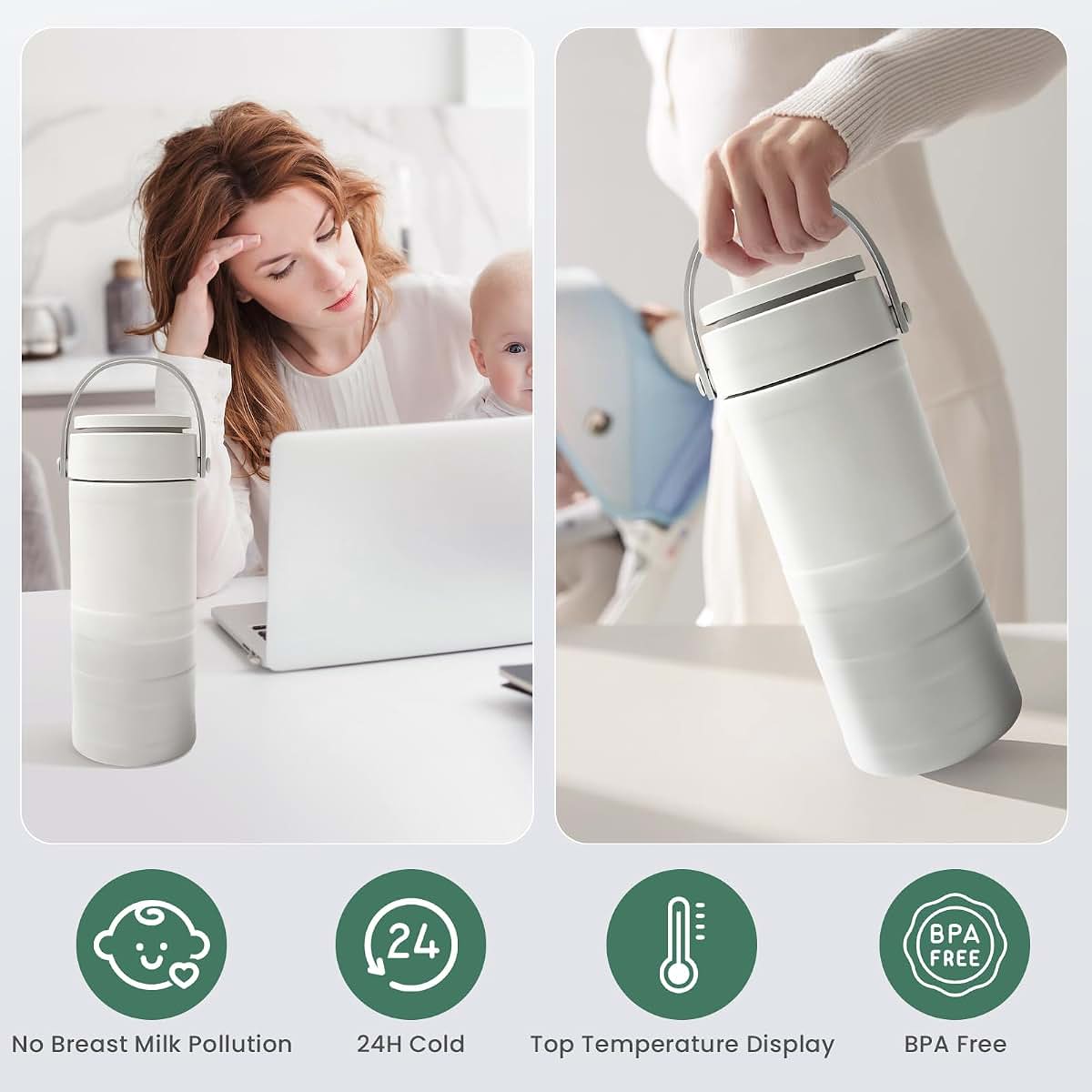 Hokoriiiku Portable Breast Milk Cooler 22oz With Temp Display