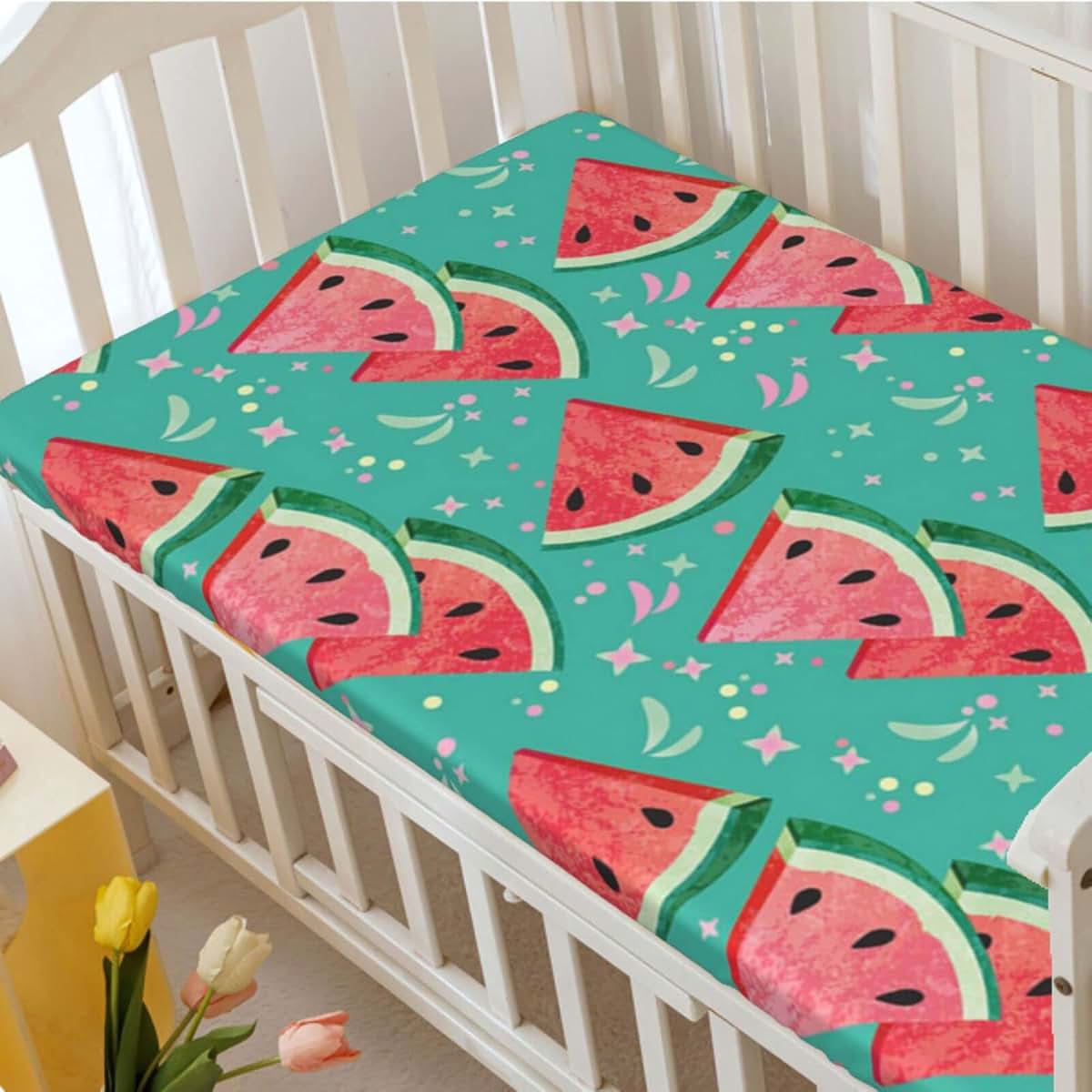 BabyOneStop Watermelon Themed Fitted Mini Crib Sheet