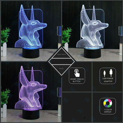Jinnwell 3D Egyptian Pharaohs Illusion Night Light With 7 Color Touch Switch