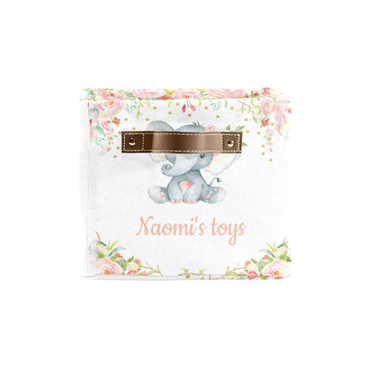 Joyestore Pink Flower Elephant Personalized Storage Bins ,Baskets Cubes Organizer with Handle for Shelves Closet