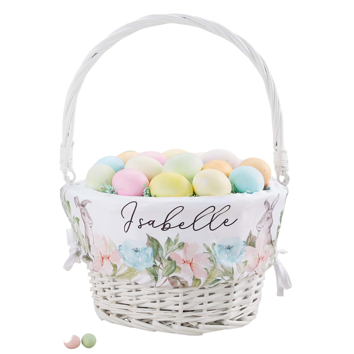 Personalization Universe Custom Floral Bunny Easter Basket
