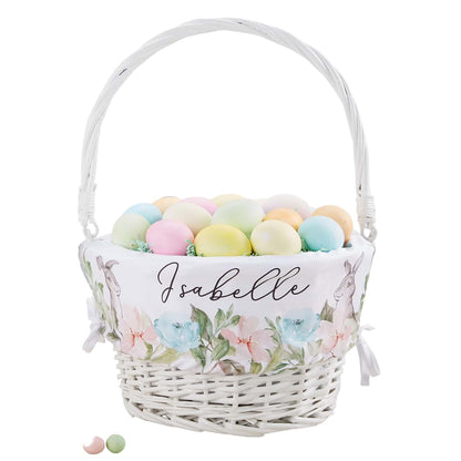 Personalization Universe Custom Floral Bunny Easter Basket