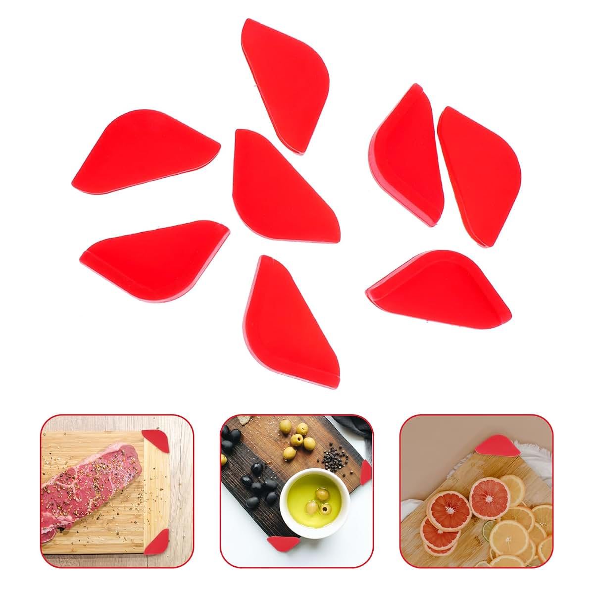 Hemoton Silicone Corner Covers For Kitchen Cutting Boards And Defrosting Plates, 8-Pack