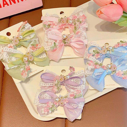 Ewanda Store 16 Pcs Kid Girls Pearl Bow Hair Clips