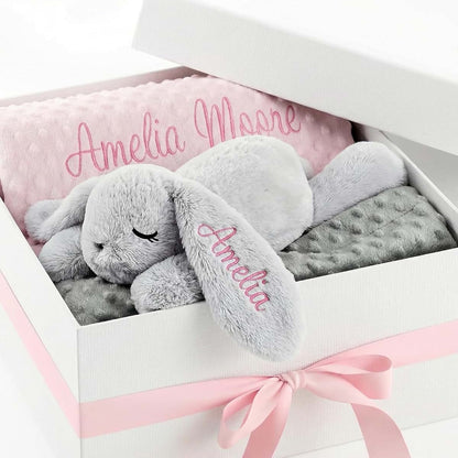Kryvoxc Personalized Baby Blanket and Plush Bunny Set, Custom Blankets and Rabbit | Custom Name Blanket, Personalized 2