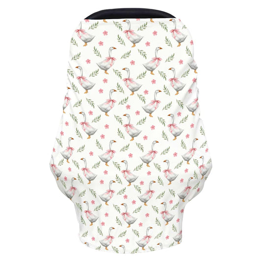 Cstdyfrv Cute Geese Boho Floral Baby Car Seats Covers Farmhouse Geese Pink Bows Multi-Use Breathable Nursing Cover Farm