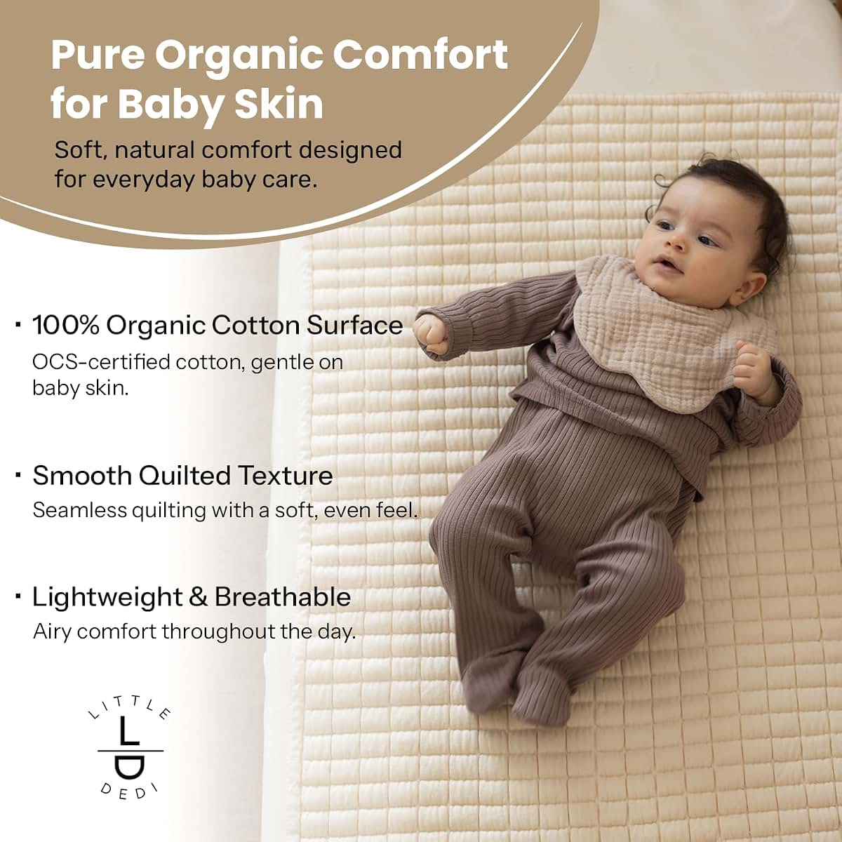 Little Dedi Organic Cotton Changing Mat 20x33 In, Plain Earth Ivory (photo 2)