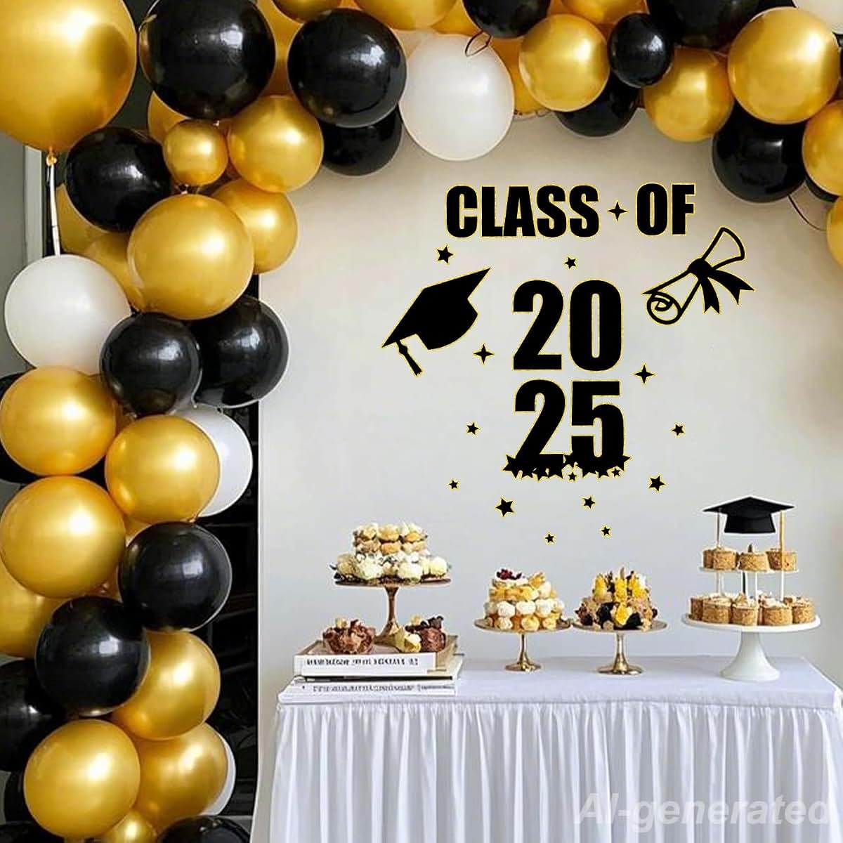 LANKBACK Class of 2025 Graduation Decal Proud of You Backdrop Sign Black