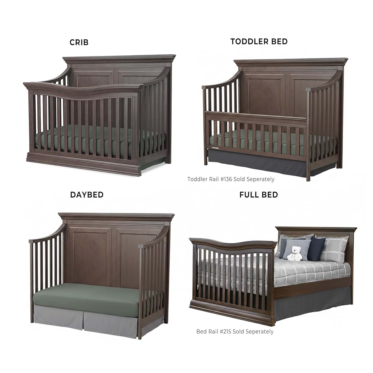 Sorelle Providence 4-in-1 Convertible Crib In Chocolate (photo 3)