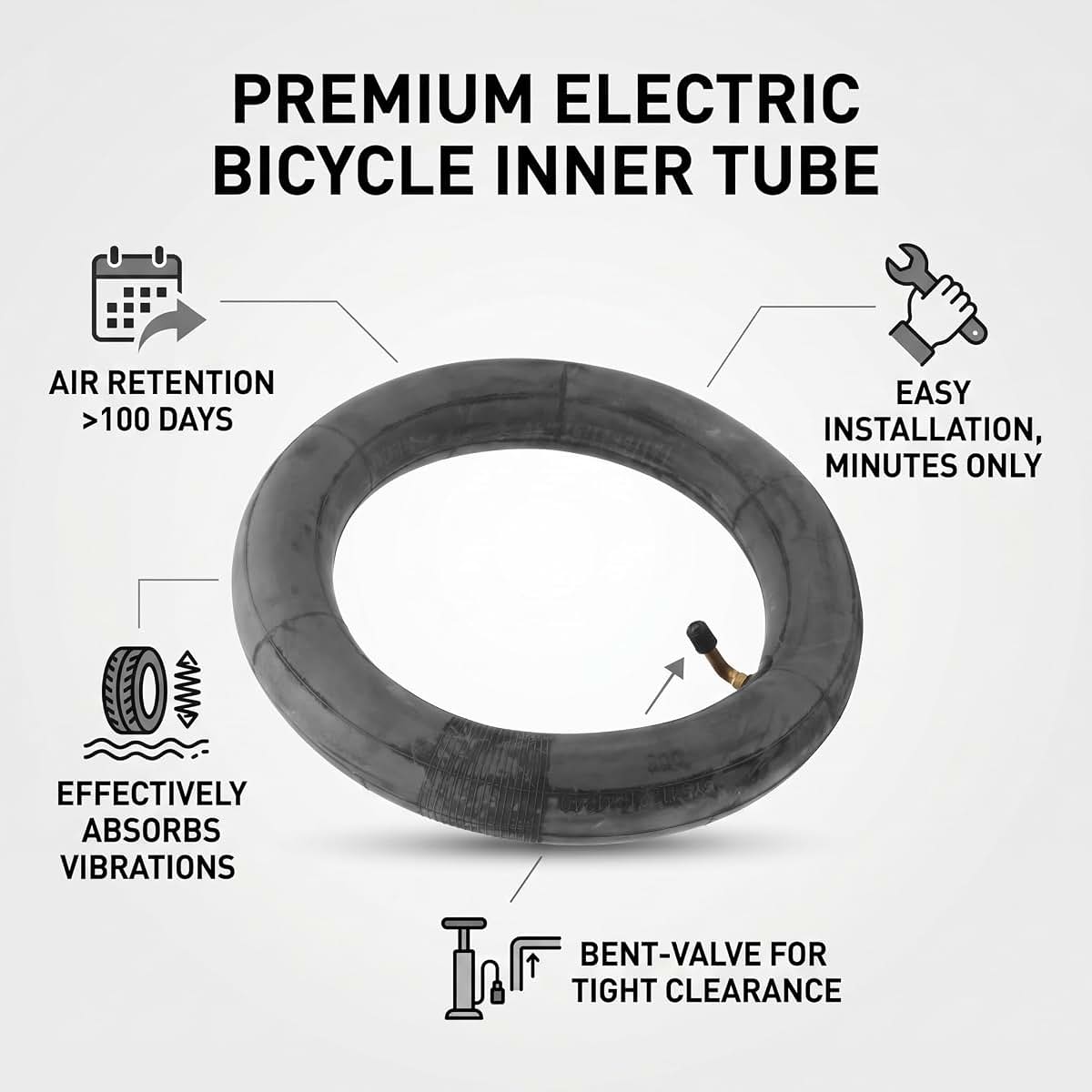 12 Inch Rubber Inner Tube with Schrader Valve for Kids Scooters and Wheelchairs