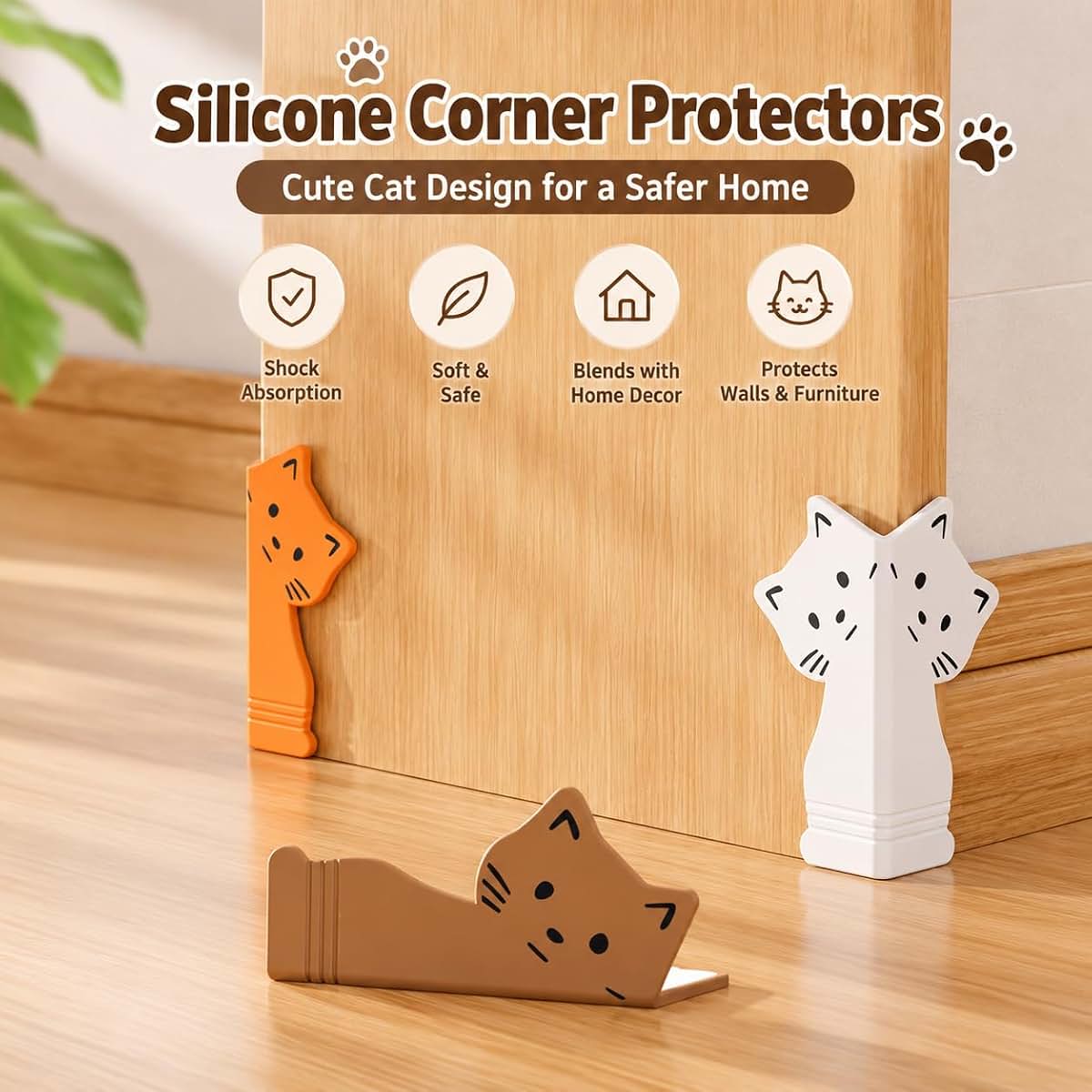 Gulpup Baseboard Corner Protectors, No-Drill Silicone Wall Corner Protector，D (photo 2)