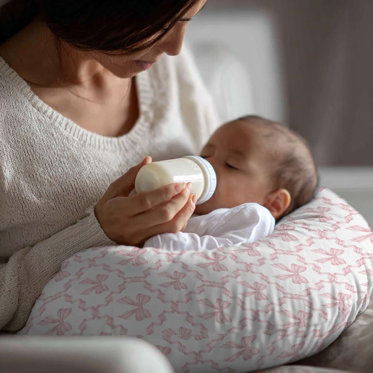 Cstdyfrv Pink Ribbon Bows Nursing Pillow Cover for Standard Pillows (photo 3)