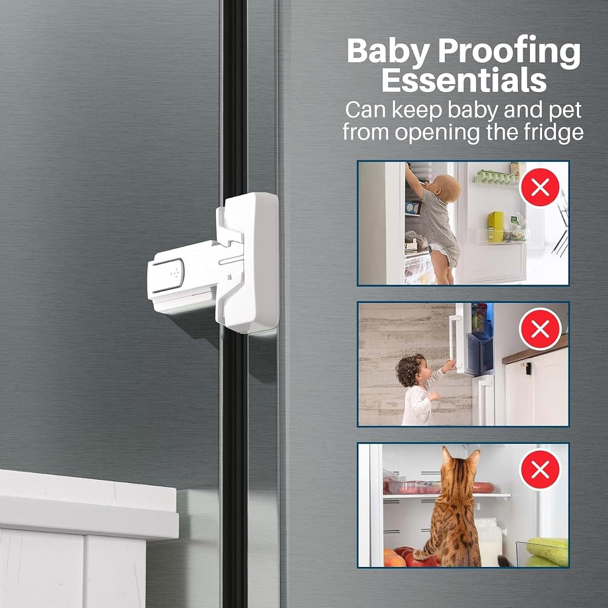 GUJI 2-Pack Updated Refrigerator Lock - No Tools Required, Easy Installation, Fridge Locks for Kids, Aging Seals & (photo 3)