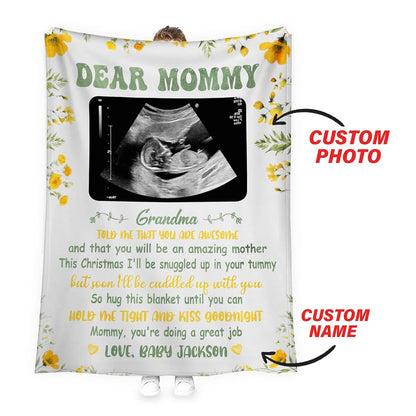 LovelyGifts99 Personalized Dear Mommy Blanket from Baby Bump, Grandma Told Me That You're Awesome, Custom Photo
