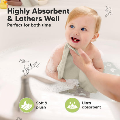 KeaBabies Soft Bamboo Washcloths 6-Pack