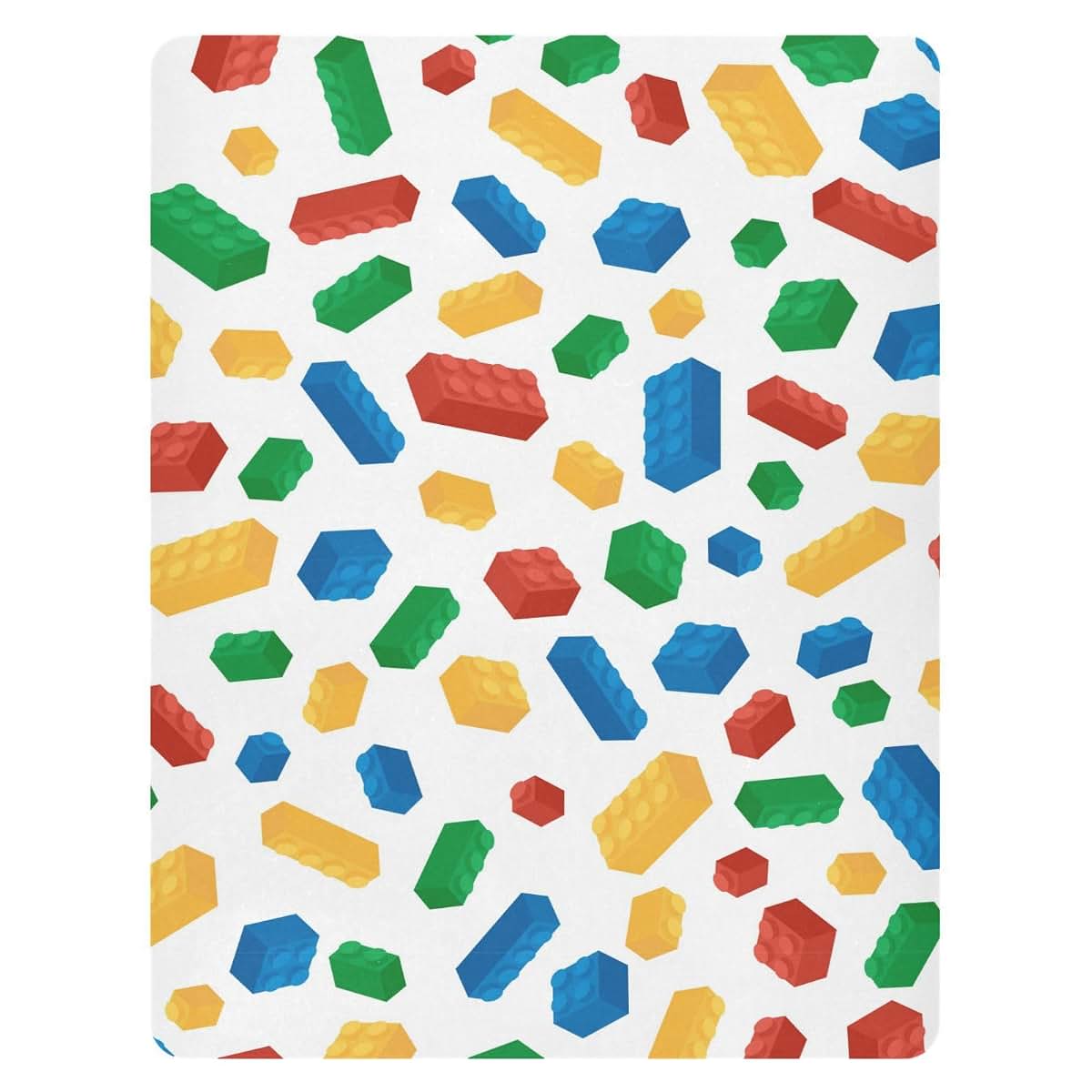 Pfrewn Fitted Crib Sheet with Building Blocks Pattern, 52x28x9 Inch, Machine Washable