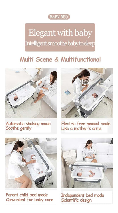 Reenborn Electric Bluetooth Smart Bassinet, Convertible Co-Sleeper Cot