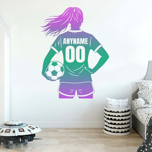 MAHT17STICKER (New Update) Custom Soccer Player Name and Number Wall Decal Personalized Sports Lover Soccer Transparent