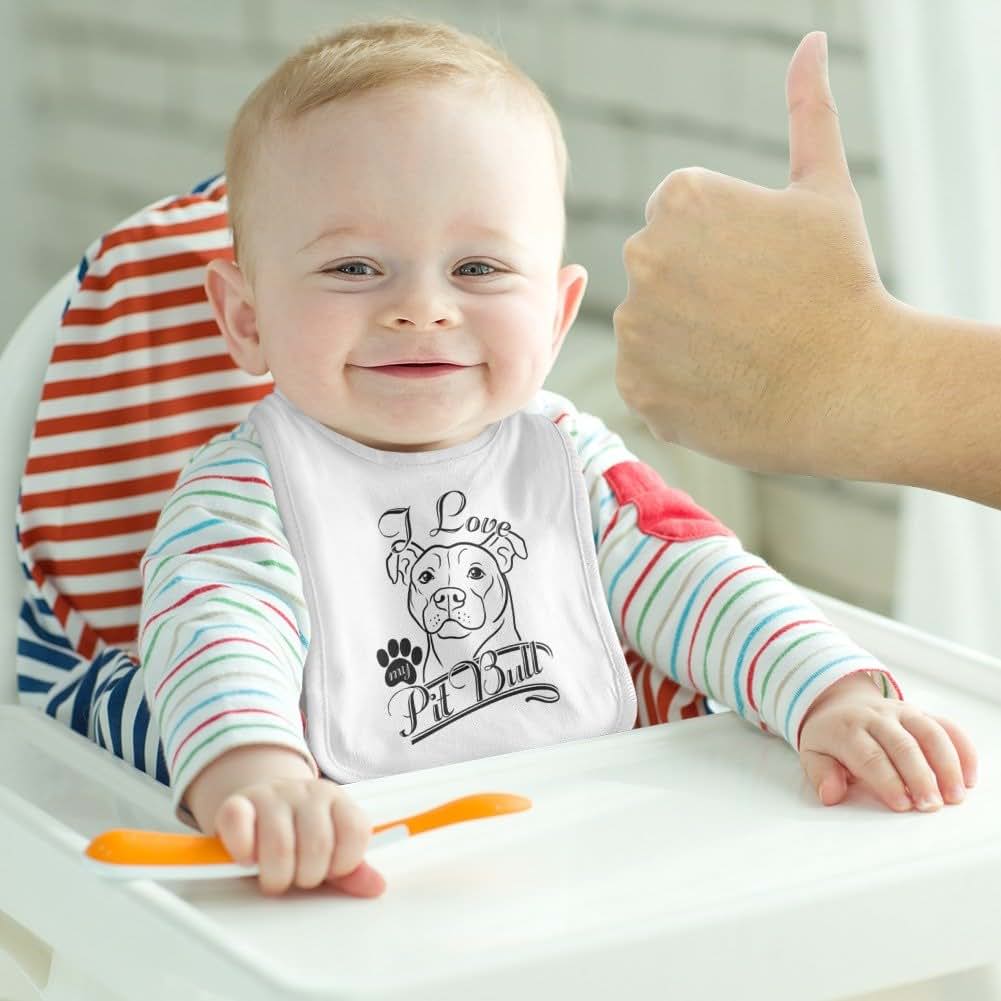 Graphics and More I Love My Pit Bull Baby Bib in White