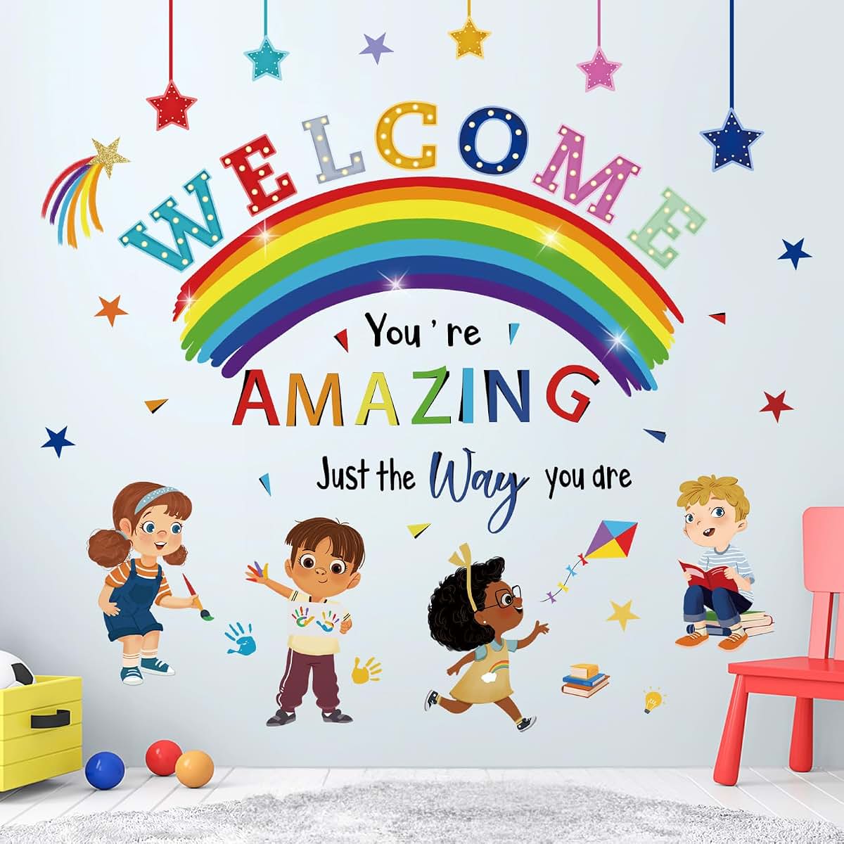 wondever Reading Corner Rainbow Wall Decals Inspirational Wall Stickers