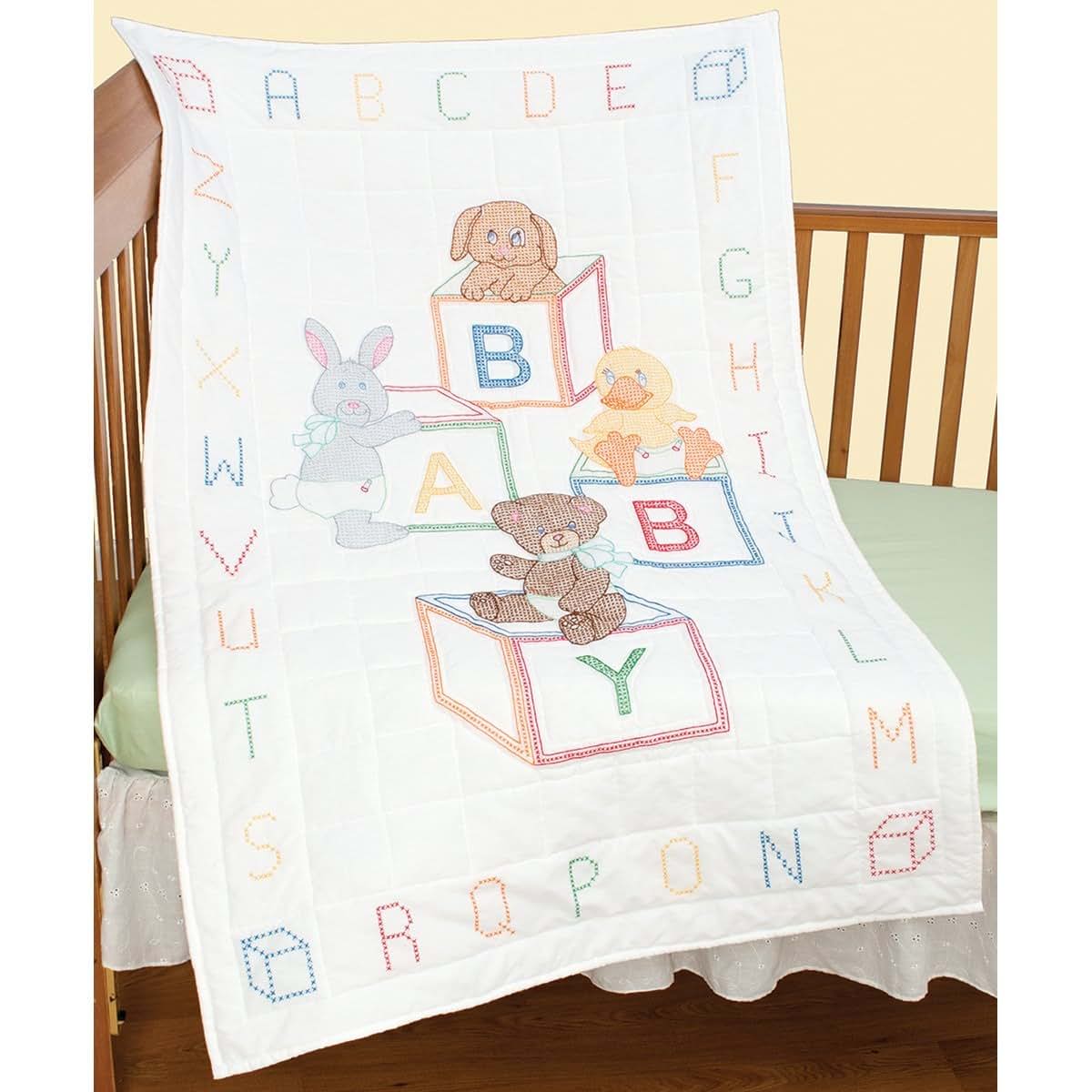 Jack Dempsey Needle Art Baby Blocks Crib Quilt Top (photo 2)