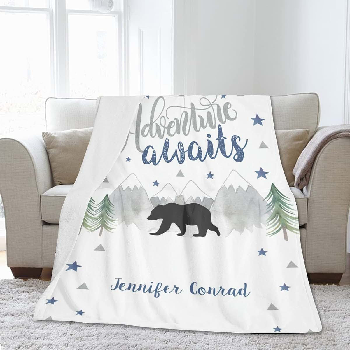 CADE Customize Baby Blanket with Name Personalized Baby Blanket for Boys Girls Custom Blanket Gift for Baby Boy Newborn (photo 4)