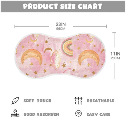 ALAZA Muslin Burp Cloths Starry Stars Moon Pink, 100% Cotton, 22x11 Inches, 1 Pack