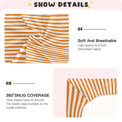 Orange White Stripe Crib Sheets for Standard Toddler Mattresses