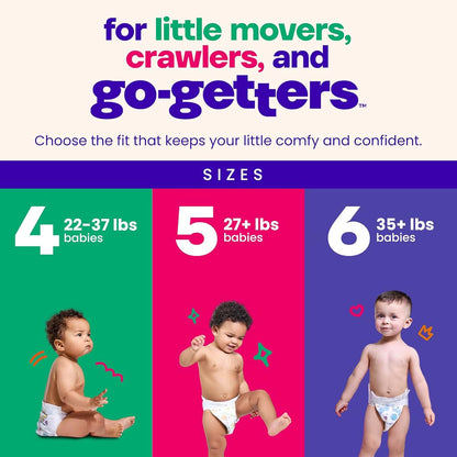 The Happy Hues Company Happy Hues Go-Getters Disposable Diapers Size 4, 22-37 lbs, 84 Count (photo 2)