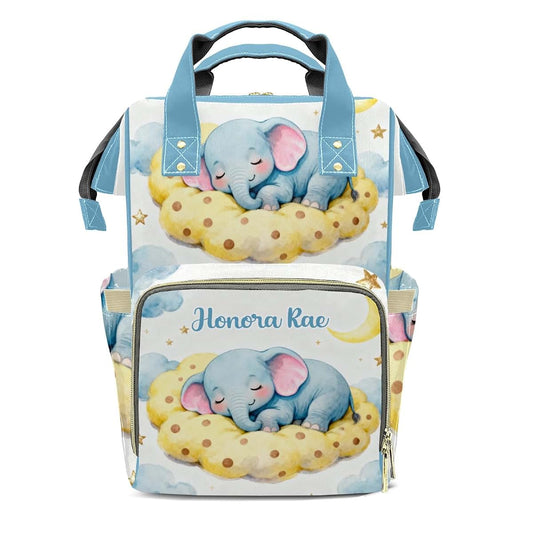 Joyestore Personalized Cute Elephant Custom Mom Bag with Name,Dad and Mom Diaper Backpack for Baby Boys Girls,Birthday