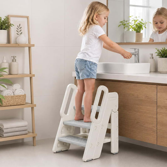 Vanpolchy Foldable Toddler Bathroom Step Stool, Kids Bathroom Step Stool