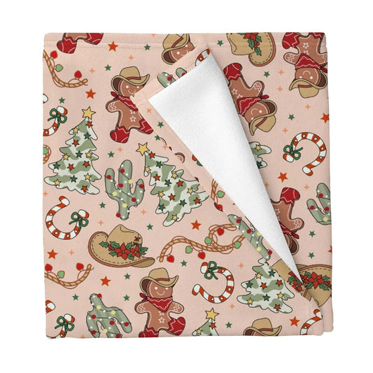 Cstdyfrv Western Christmas Baby Blanket Vintage Cowboy Flannel 60x80in