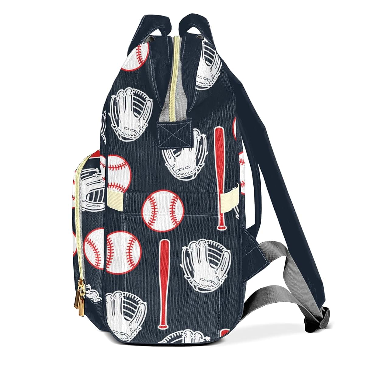 YallLocoMo Personalized Diaper Bag Backpack Name Sport Ball Baseball Multifunction Travel Backpack Nappy Bag Daypack (photo 3)