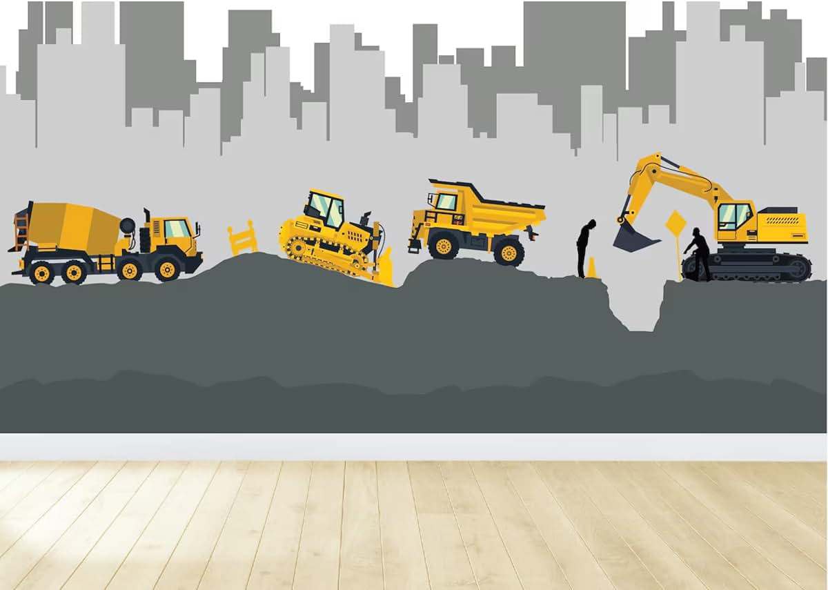 The Colors Crafter Construction Trucks Wall Decal For Kids Bedroom