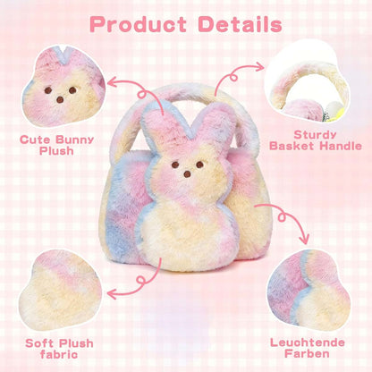HOUYAN Mini Fluffy Bunny Purse Tote Bag