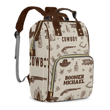 YallLocoMo Personalized Diaper Bag Backpack Name Cowboy Multifunction Travel Backpack Nappy Bag Daypack for Mom Dad Boy (photo 2)