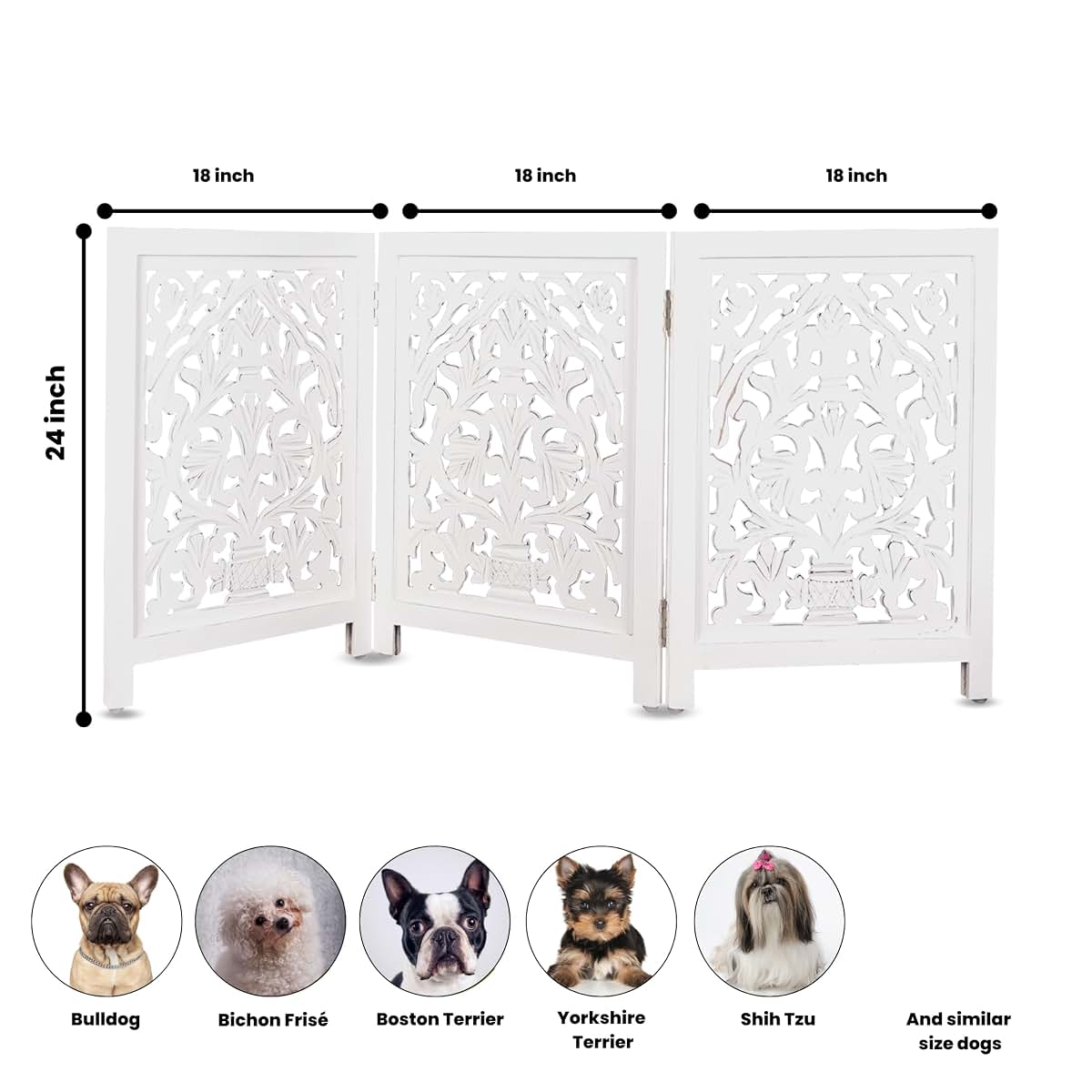 Homebia Designs Wooden Pet Gate - Foldable 3 Panel Dog Barrier