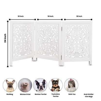 Homebia Designs Wooden Pet Gate - Foldable 3 Panel Dog Barrier