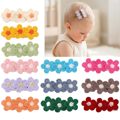 12 Pack Fabric Wrapped Baby Hair Clips with Daisy Design