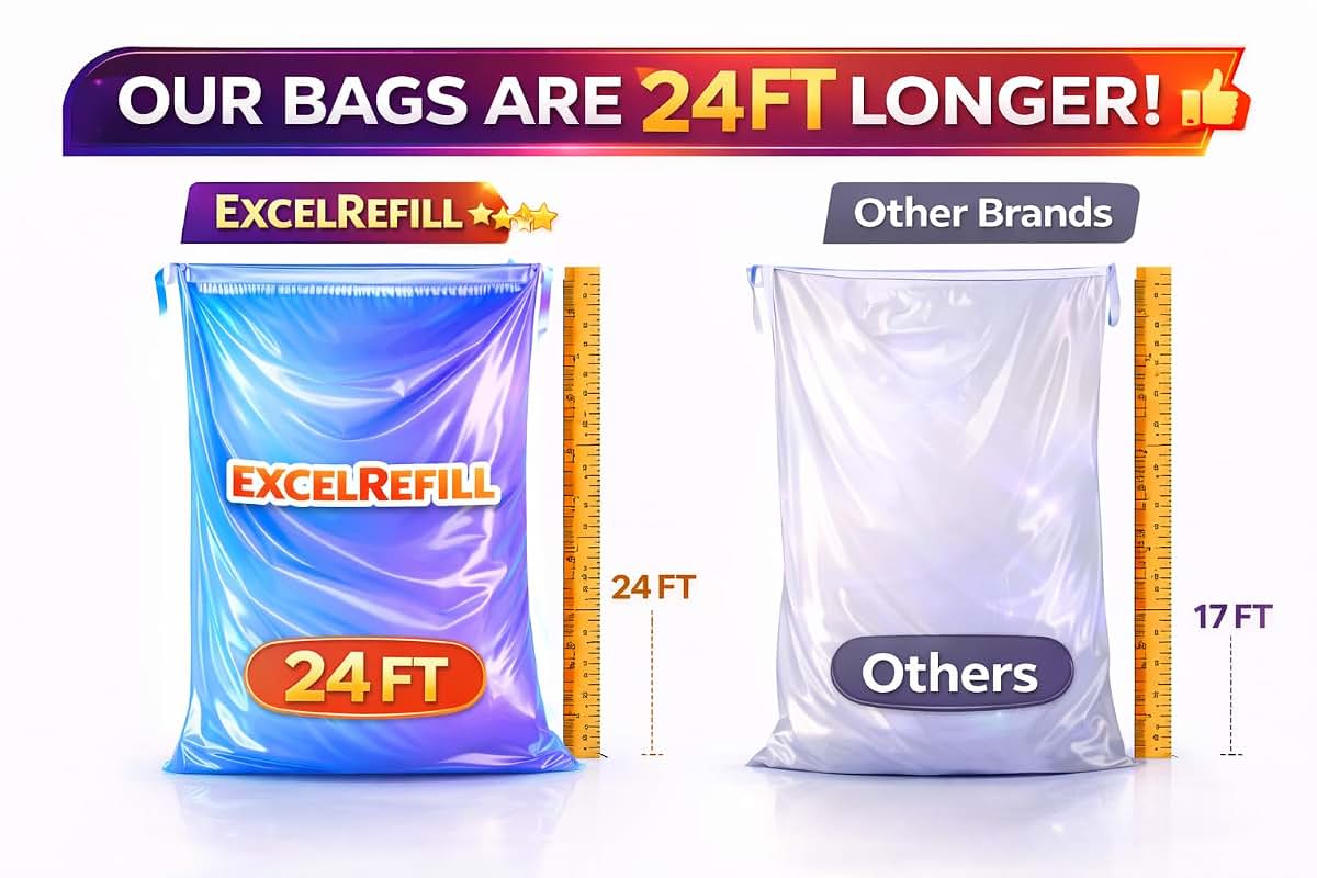 ExcelRefill Diaper Pail Refills Compatible With Diaper Genie And Munchkin Pails, 1280 Count (photo 2)