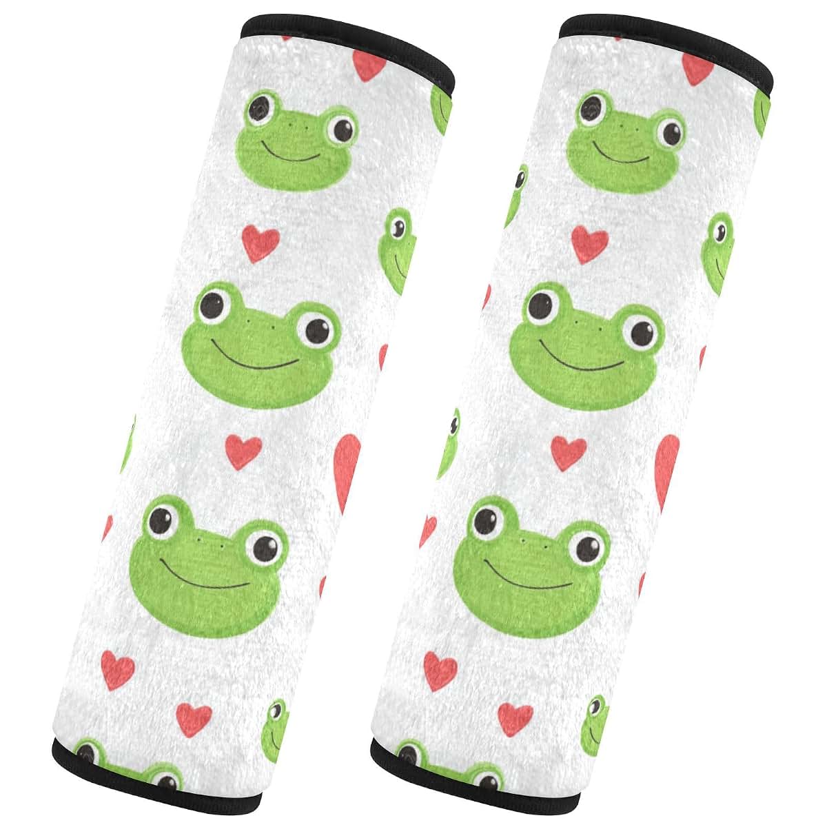 Vdsrup 2 Pack Green Frog Face Seat Belt Covers, Flannelette