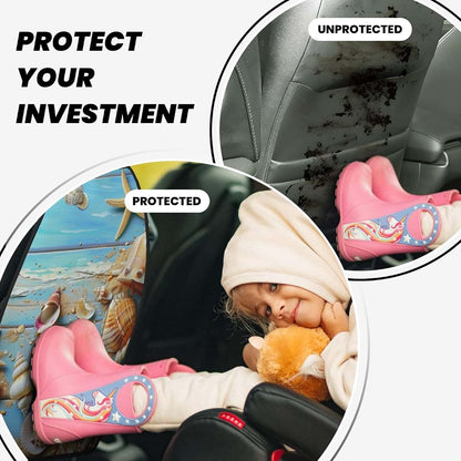 JTNWEC Beach Theme Seashells Print Car Seat Kick Mats With Organisers 2 Pack (photo 3)