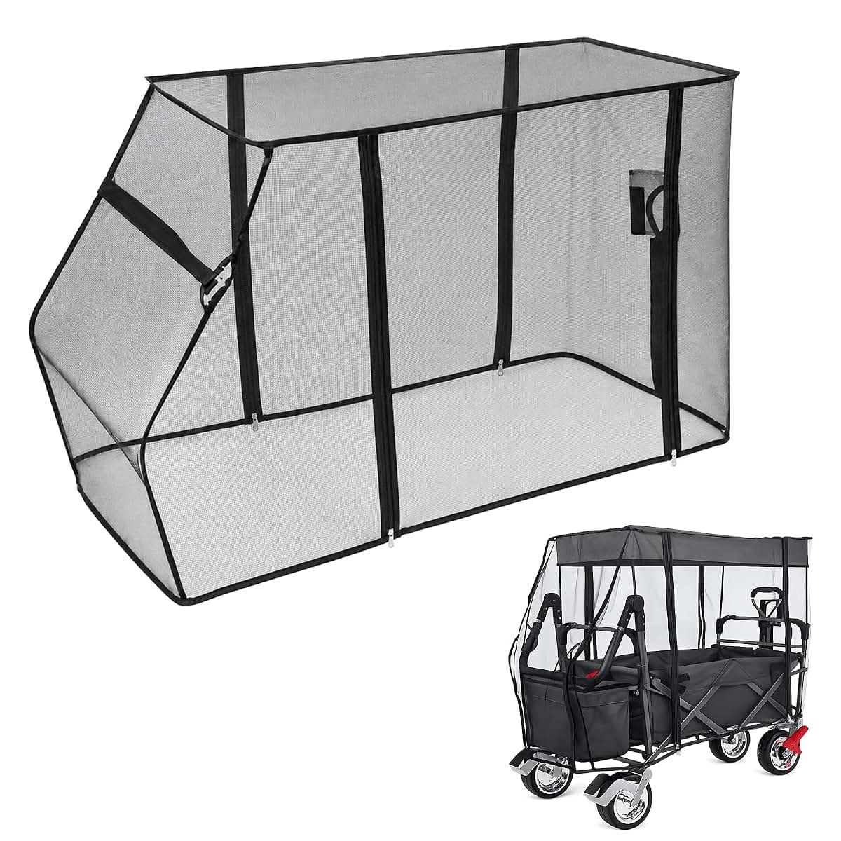 SHINETEC Wagon Mosquito Net Cover with Zipper, 35 x 20 Inches, Black